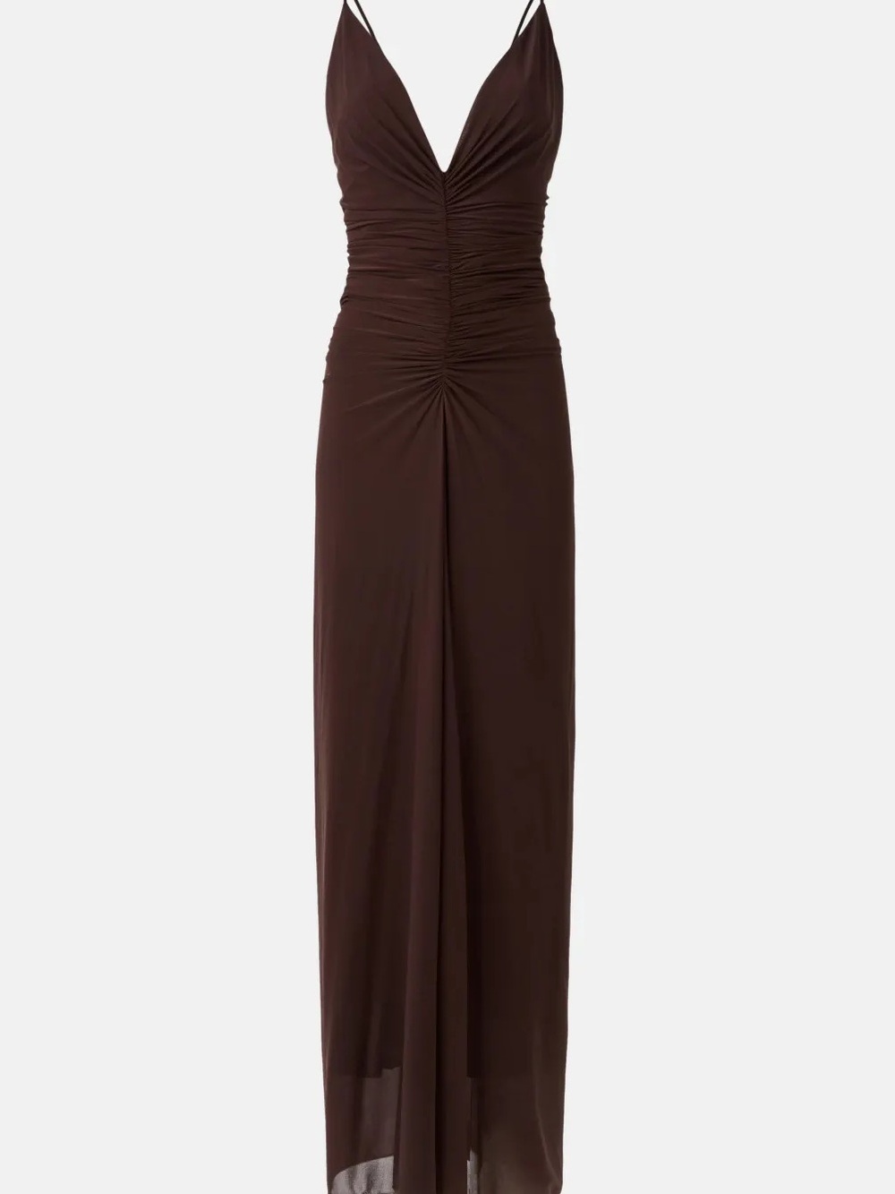 Ronny Kobo Anya Strappy V-Neck Brown Maxi Dress